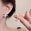 Pendientes de perla francesa emperatriz viuda con diamantes, ligeros, de lujo, sencillos, con nicho, Saturno, pequeños pendientes explosivos de libro rojo para mujer