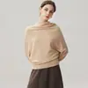 Novo suéter de caxemira assimétrico de um ombro com gola redonda, estilo morcego, para outono e inverno feminino, caimento solto, emagrecimento, adequado como peça de base