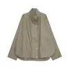 Gabardina Wanwei Estilo Nórdico con Solapa para Mujer 2026 Nueva Llegada de Otoño Textura Micro Mate Corte Holgado Chaqueta de Trabajo M0056