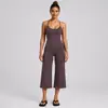 Conjunto de yoga transfronteiriço com linda regata esportiva nas costas, conjunto de calça cropped de perna larga de cintura alta de secagem rápida para corrida e fitness para mulheres