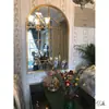 Espelho de maquiagem beleza retro francês janela falsa espelho de parede de ferro janela de parede curva sala de estar sala de jantar criativa decoração de parede