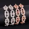 Nuevos Productos Nuevo Pulsera de Plata S925 Moissanita Hip-hop Transfronterizo Europeo y Americano 13mm Trébol de Cuatro Hojas Cadena Cubana Pulsera