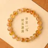 Pulsera de Cuentas Redondas Pirámide de Citrino Natural Brasil Amarillo Violento Pulsera de Cuentas Sueltas Flor de Mil Capas Pulsera de Atracción de Riqueza