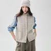 Essencial para Camadas~ Colete de Caxemira Feminino, Casaco de Algodão Texturizado, Acolchoado com Bolsos, Cardigã de Tricô Color Block, Jaqueta sem Mangas