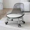 Silla de metal con rueda giratoria de acrílico para niños pequeños aprendiendo a caminar, silla pequeña para limpiar pisos, taburete doméstico para sala de estar con ruedas
