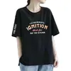 Camiseta de Manga Corta de Verano 2024 Nueva de Alta Gama Estilo Coreano Holgada Adelgazante de Longitud Media para Mujer, Oculta el Vientre, Top Versátil, Estilo Ins