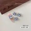 Arte de uñas con diamantes K9 sin base, azul transparente brillante de moda, lujo, arte de uñas con acabado de diamante grande, bola de diamante para uñas