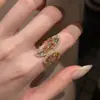 Anillo Vintage Irregular de Piedra Preciosa Hueca con Diseño Exquisito, Versátil y Elegante, Anillo Apilable para Dedo Índice para Mujeres