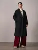Abrigo de lana cachemira de doble cara, corte recto, manga raglán, solapa grande, doble botonadura, suave y con caída, abrigo delgado elegante
