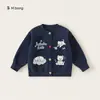 Ropa para Niños Bangxuan Ropa de Otoño para Bebé Azul Oscuro Perro Pequeño Suéter para Niños Cuello Redondo Top para Niños Pequeños Holgado Suave Esponjoso Suéter para Niñas