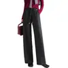 Pantalones rectos de franela de cintura alta con cordón para mujer, pantalones casuales holgados de moda clásica, nuevo estilo de otoño 2026 pantalones mom
