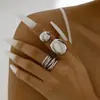 Joias de Moda Europeias e Americanas Transfronteiriças, Conjunto de Anéis Lisos Irregulares Estiloso e Único, Anéis Abertos Geométricos por Atacado, Estilo Ins