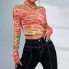 [Personalizado] Camiseta chaqueta de manga larga con estampado de cuello redondo y color degradado para mujer, venta al por mayor de primavera y verano Amazon J6055