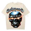 2026 Nueva Camiseta Casual Holgada de Manga Corta con Estampado de Calavera Retro de Moda Americana para Hombres y Mujeres Algodón Puro