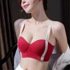 Año de la Serpiente Boda Año Zodiacal Rojo Ropa Interior Sexy para Mujer Pechos Pequeños Sin Copa Vacía Sin Aro de Acero Sostén de Media Copa