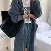 2025 Novo Estilo Solto Preguiçoso Casual Mais Fácil de Combinar Cardigã Tricotado Jaqueta Suéter Feminina Outono Comprimento Médio