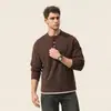 Camiseta Masculina de Manga Longa com Gola Henry 2026 Nova Tendência de Outono Cor Sólida Versátil Camisa Básica Casual para Primavera e Outono para Homens