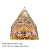 Pirâmide de Bola de Cristal Natural 5/6/8cm Ornamento de Mesa Chakra Cascalho Colorido Pirâmide de Resina Epóxi