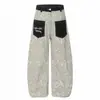 Jeans de Pierna Recta Lavados Estilo Americano Estampado de Leopardo Guadaña para Hombres y Mujeres Bolsillos Frontales Amplios Versátiles Personalizados Pantalones de Longitud Completa