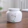 Miniatura Cerámica Pequeño Recipiente para Té Portátil Sellado Tarro de Almacenamiento para Polvo de Incienso y Ungüento, Caja de Empaque Vacía para Té Verde, Universal