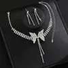 Explotaciones transfronterizas collar de mariposa de boda pendientes joyería de novia joyería de banquete traje al por mayor una generación de cabello