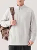Sudadera con Media Cremallera y Manga Larga Estilo Americano An Yang para Hombre 2026 Otoño Nuevo Estilo Holgada Versátil Texturizada Cuello Alto