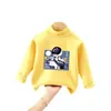 Roupa Térmica Infantil Masculina Outono/Inverno Plush Dupla Face Aquecimento Próprio Tendência Gola Meia Alta Casual Top Interno