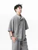 Camisa Polo com Gola Henry Manga Curta Masculina Verão Novo Retrô Americano High-End Solta Casual Tops para Meninos