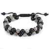 Pulsera de ágata negro natural obsidiana imán de atracción feldespato tejido doble ajustable ojo de tigre completo pulsera de hombre