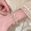 Pulseira Elegante e Refinada com Contas de Cristal para Mulheres, Pulseira Versátil de Nicho Estilo Ins, Joia Fashion e Estilosa de Puxar