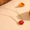 Versátil Colorido Flor Acero Inoxidable Joyería Lujo Ligero Gama Alta Ojo de Gato Conjunto de Collar Pulsera Aretes Anillo