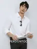 Camisa de vestir para hombre 100% algodón puro, color liso, antiarrugas, manga larga, fácil de cuidar, no necesita planchado, para uso profesional