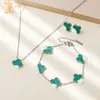 Conjunto de Colar Trevo da Sorte Joias Color-Preserving em Aço Titânio Conjunto de Joias Inoxidável Não Desbota Acessórios de Trevo de Quatro Folhas Venda Quente