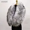 Otoño e Invierno Imitación Cuello de Piel de Zorro Mapache Cuello Falso Bufanda Sombrero Tira Verde Fruta Cuello Chal Cálido