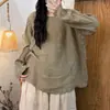 Esquema de color dopamina otoño 2026 nuevo vintage casual versátil de alta gama con textura plisada colorido top de manga larga