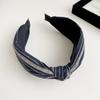 Diadema Rayas Azules Retro Sal Marina Francesa 2024 Nueva Tela de Nicho Versátil Diadema Alta para Cráneo Accesorios para el Cabello