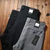 Calças masculinas de algodão grossas, confortáveis, micro elásticas, versáteis, para outono e inverno, não amassam, corte reto, soltas, casuais