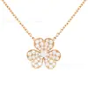Nueva Serie de Fanjia de Trébol Clásico con un Diamante Individual, Brillante, Cadena para la Clavícula, Pulsera y Juego de Aretes para Mujer