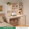 Escritorio de estudiante nórdico con estantería, escritorio de escritorio integrado para dormitorio en casa, escritorio de estudio ensamblado, escritorio de escritura para estudiante de primaria
