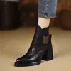 Botas de Tobillo Retro con Velcro de Tacón Alto Grueso de Punta Impermeables Plataforma Estilo Coreano de Moda Otoño/Invierno para Mujer Botas Martin