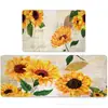 Alfombrilla de Cocina de Terciopelo de Cristal de Girasol Amazon Transfronteriza Felpudo para Puerta de Entrada Felpudo Impreso Alfombra de Piso Larga de Dos Piezas