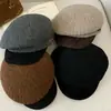 Boina tejida de estilo británico vintage para mujer, de alta calidad, moderna, versátil gorra de plato, circunferencia de cabeza grande, sombrero artístico de pintor
