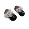 Zapatos de Cuero con Tira en T para Niña de Color Sólido con Adorno de Encaje, Modelo Otoño 2026, Zapatos Suaves para Niños Pequeños