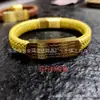 Pulsera de la Fortuna de Cinco Vías de Acero de Titanio con Cuero, Oro, Madera, Agua, Fuego, Tierra Pulsera de los Cinco Elementos, Cuerda para el Cabello, Cierre Magnético, Escritura Tibetana para Atraer Riqueza