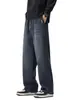 Ropa de Hombre Fengshe / Otoño-Invierno 2026 Nuevos Pantalones Casuales para Hombre de Imitación de Piel de Vaca Estilo Americano Sueltos de Cintura con Lazo Pierna Recta Largos