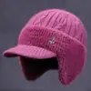 Llegada Nueva de Invierno Sombrero para Madre de Mediana Edad y Anciana Sombrero de Lana Grueso Acolchado con Terciopelo Tejido Sombrero para Ciclismo de Mujer Resistente al Viento Protección contra el Frío Protección para los Oídos