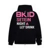 Sudadera con Capucha y Mangas Largas con Letras Negras Retro de Marca Nacional de Moda para Mujer, Diseño de Primavera y Otoño, Top Único Versátil Estilo Dulce-Cool