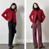 Chaqueta Retro Clásica Roja Ancora Estilo Chanel para Mujer, Nuevo Abrigo Corto Versátil Ajustado para Viajes Diarios Otoño/Invierno 2026