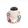 Funda de taza con cadena extraíble, funda de taza de café de cuero sintético, funda protectora portátil antiescaldaduras y aislante del calor para taza de té.