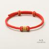 Pulsera de cuerda roja de ocho hebras tejida a mano pura, desmontable, con cuentas libres, accesorios dorados, cuerda de mano para pareja DIY